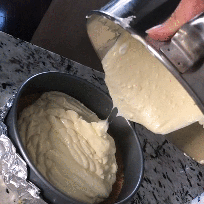 pouring batter in