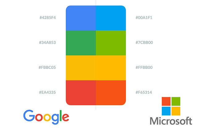 difference in google and microsoft's color values